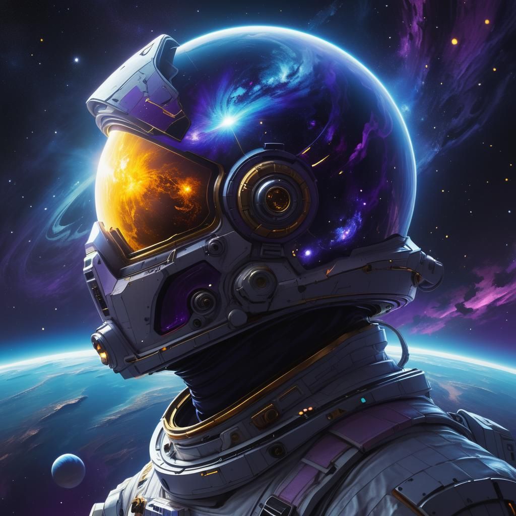 Astronaut in Manga Style Before Exoplanet Portal