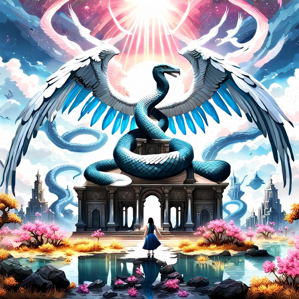 Angelic Snake in Utopian Fantasy Art