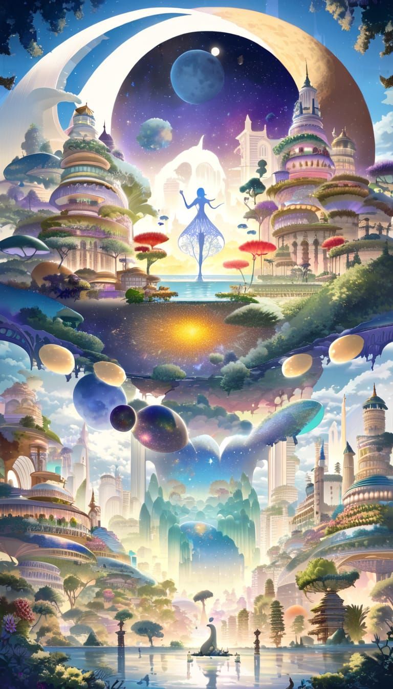 Floating Cosmic City with Fractal Nature Integration