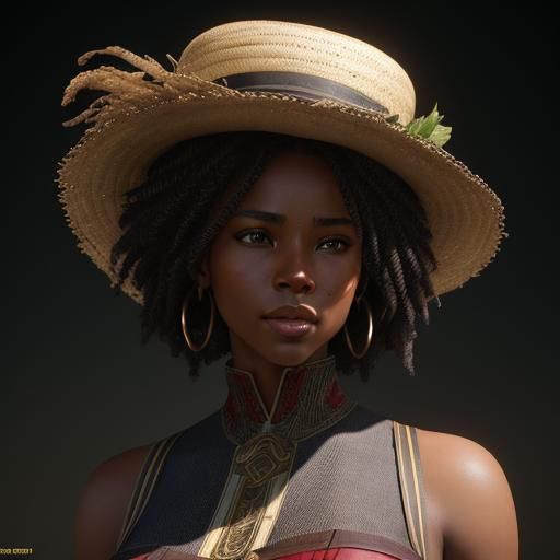 Detailed Portrait of African American Farmers, Splash Art
