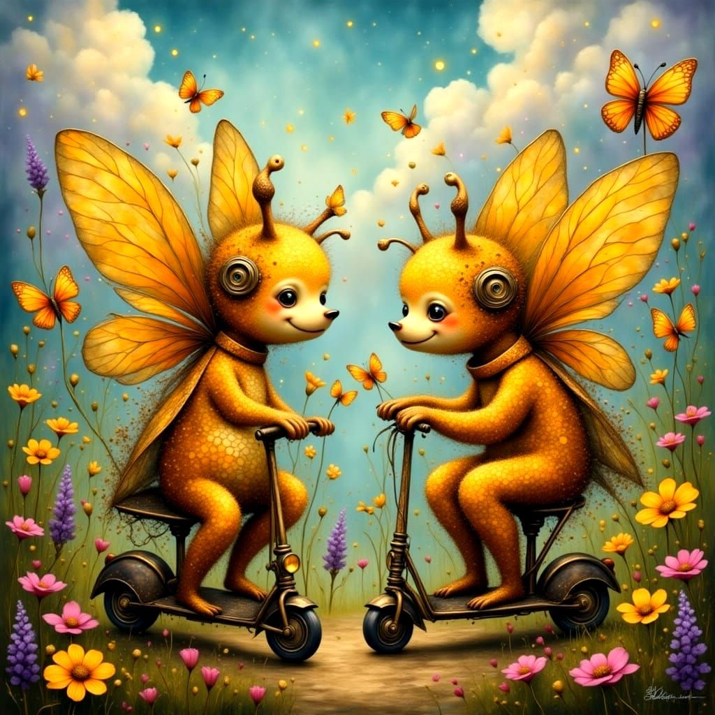 Whimsical Fantasy Creatures Paint with Pollen-Powered Scoote...