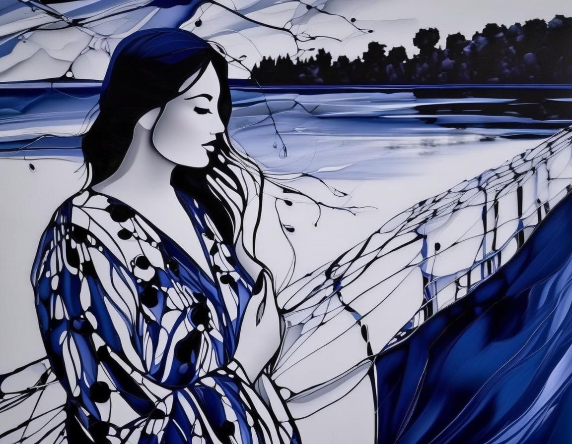 Woman by Lake: A Detailed Masterpiece