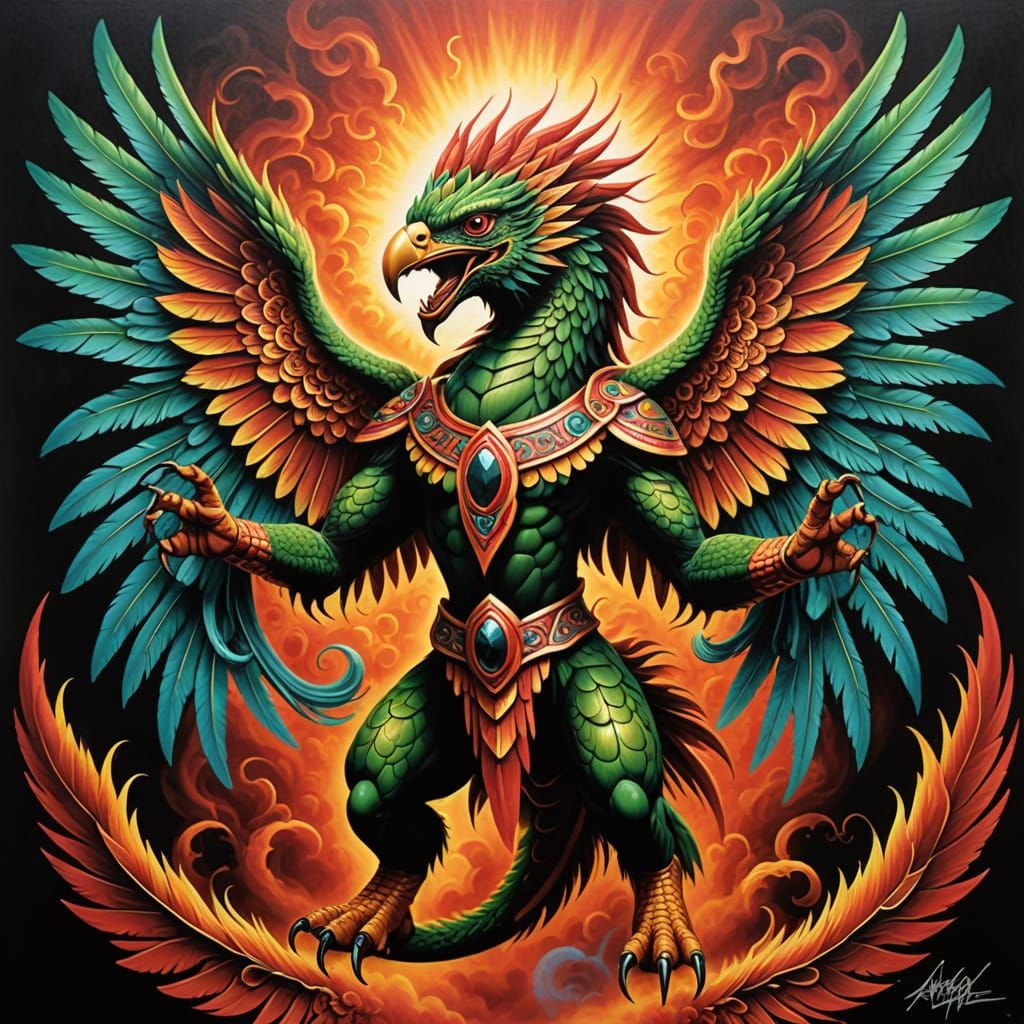 Quetzalcoatl Wings in Airbrush Art