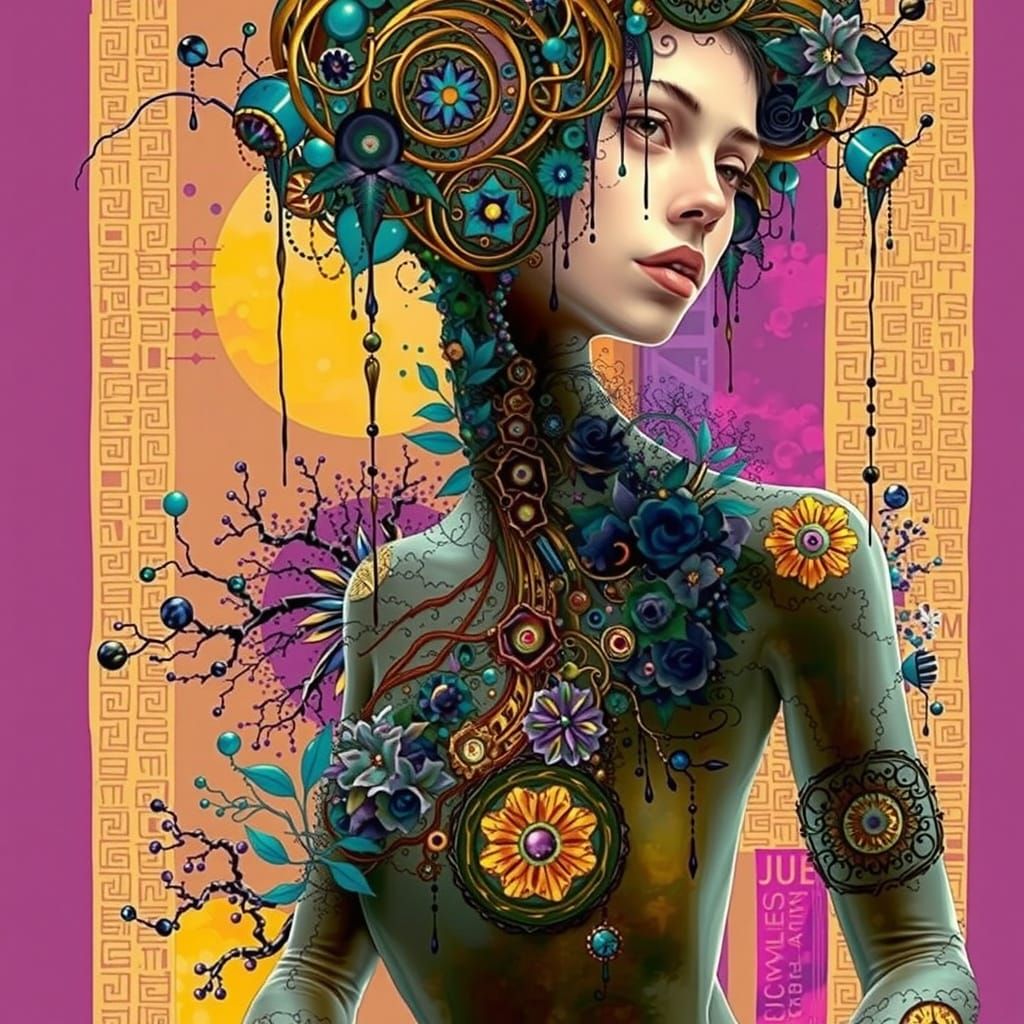 Exquisitely Beautiful Pixie Plays Piano in Vibrant, Multicol...