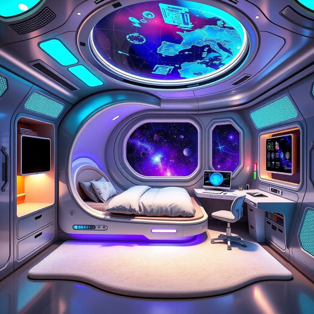 Galactic Kids' Space Station Bedroom