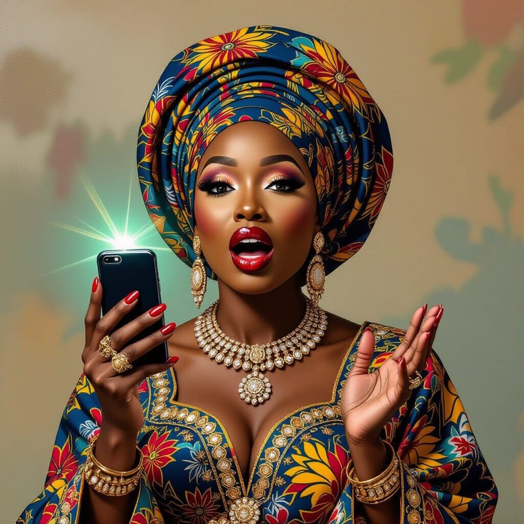 Glamorous Woman's Shock, African Portrait Art