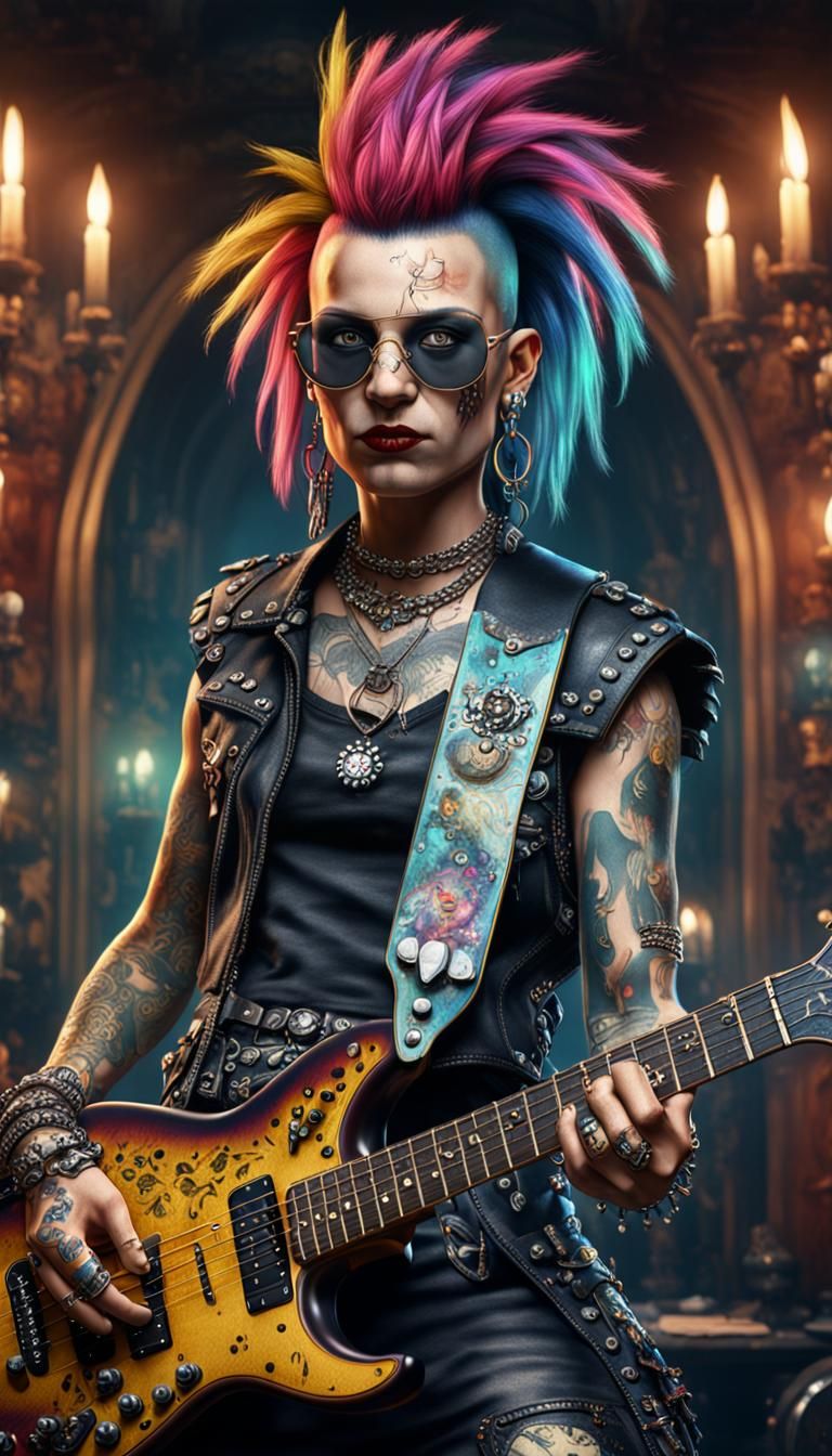 Mona Lisa as Punk Rocker: Detailed Matte Painting