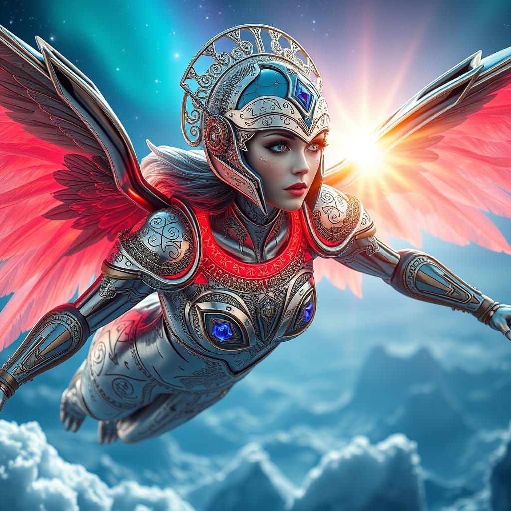 Celestial Valkyrie Soaring into Battle