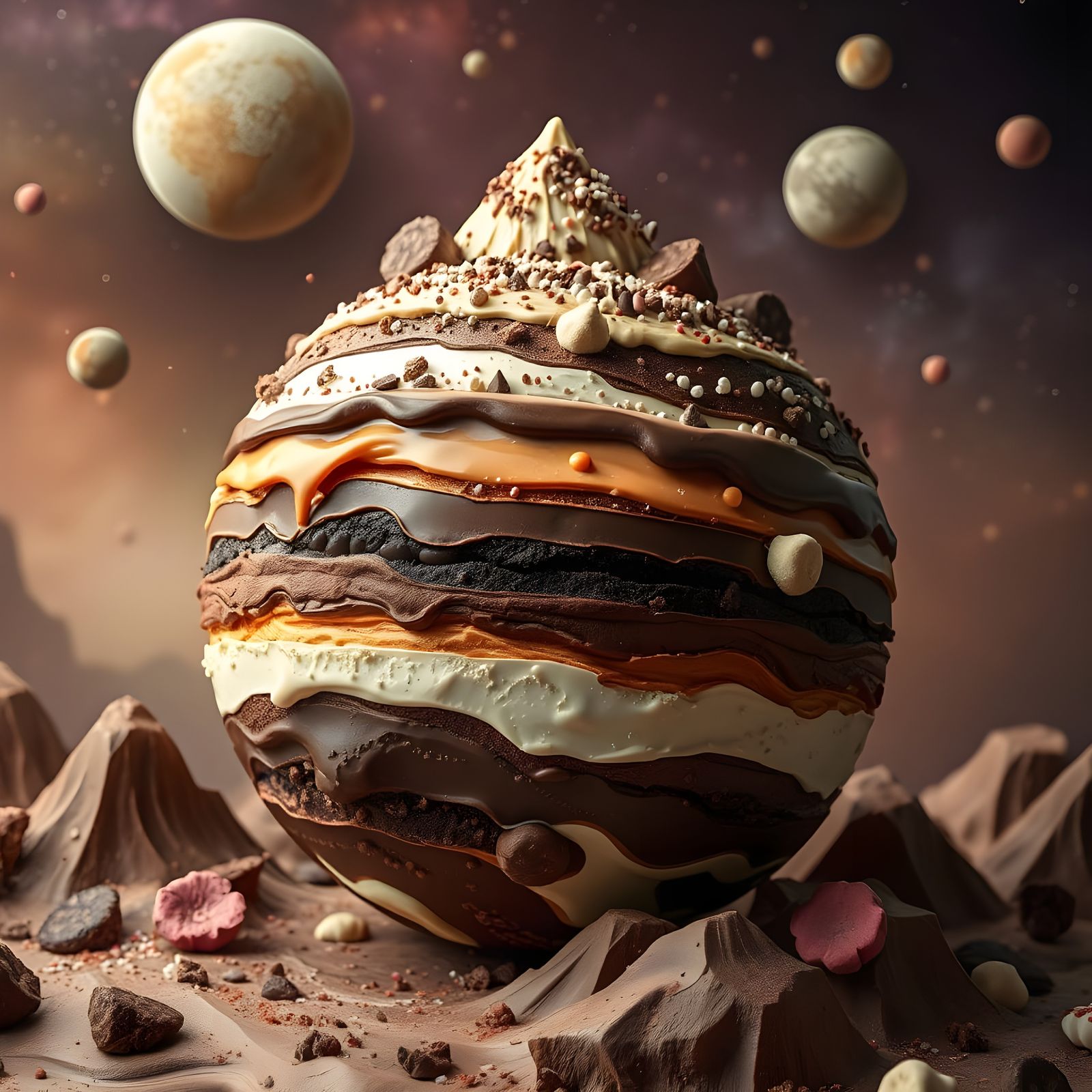 Chocolate Fantasy Planet in Space