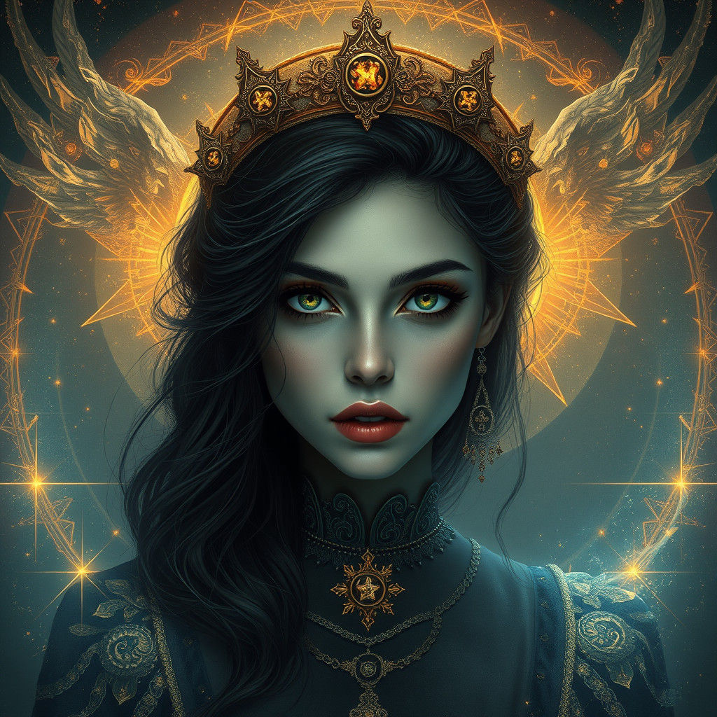 Sapphic Enchantress Portrait in Surreal Style