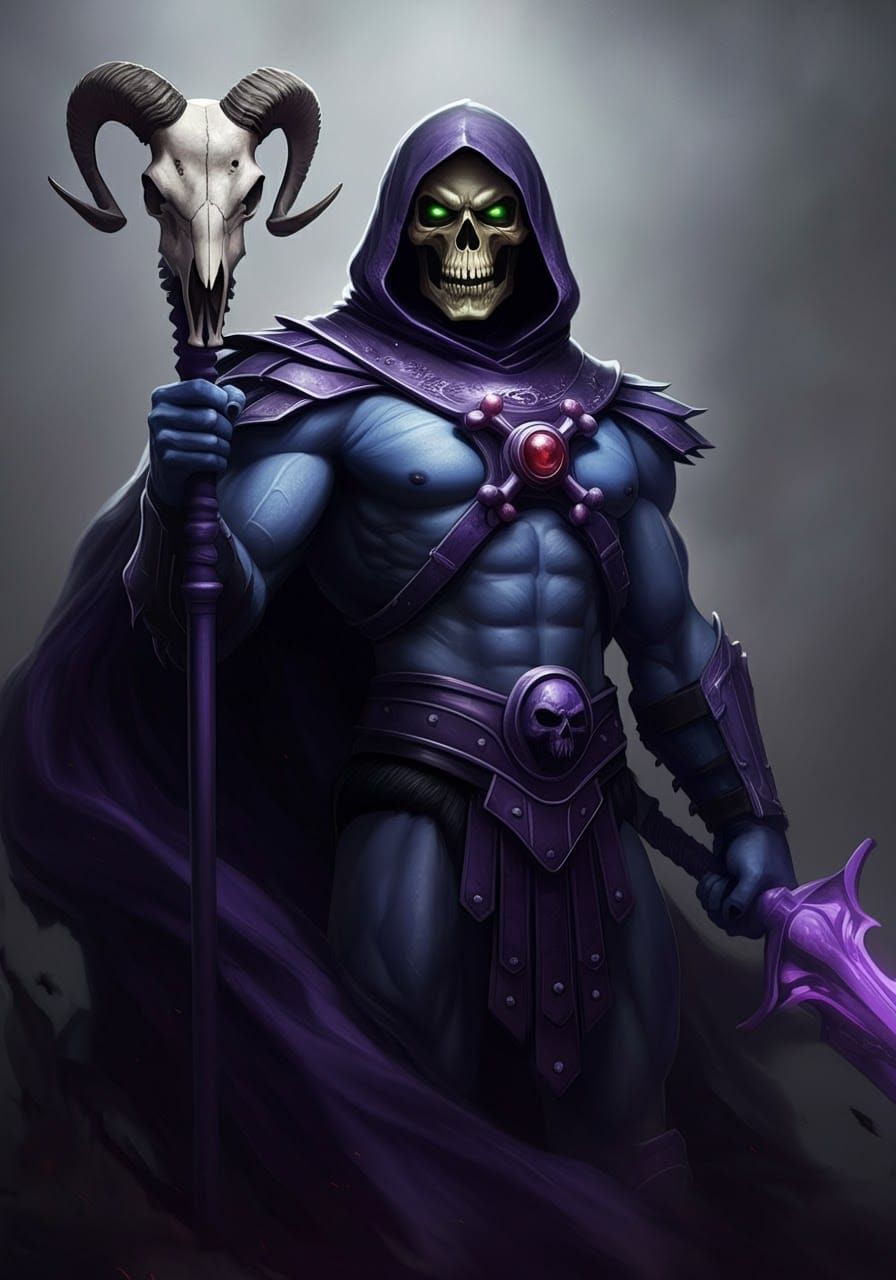 Skeletor in Glistening Purple Armor with Power Sword