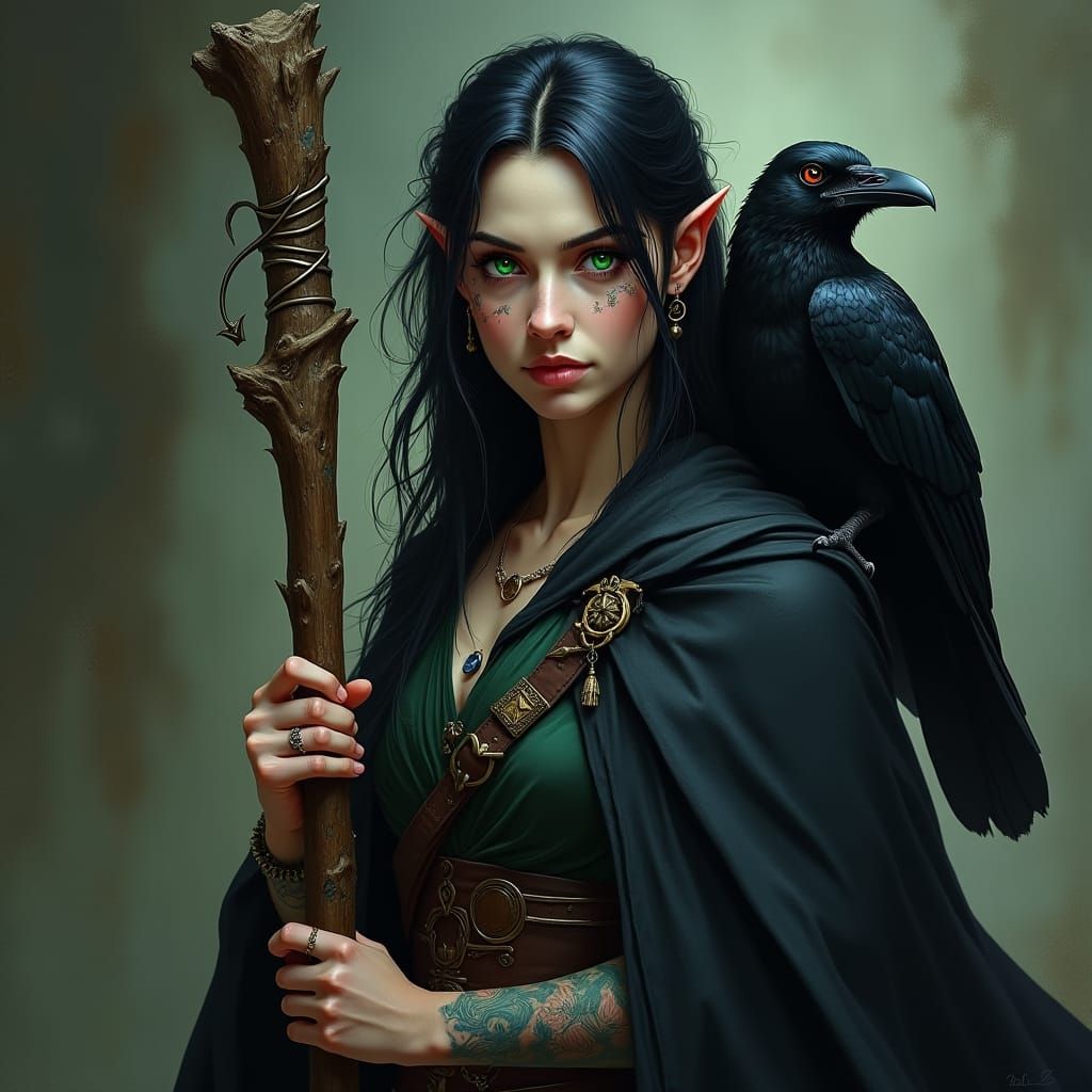 High Elf Ranger Portrait in Gritty Matte Painting Style