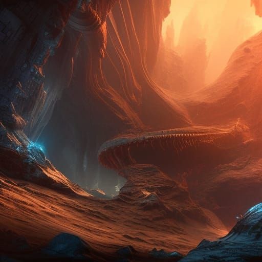 Wrecked Alien Warship in Underground Cave