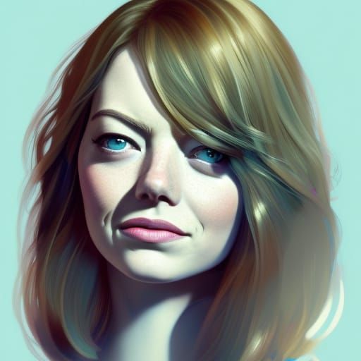 Hyperrealistic Portrait of Emma Stone in Art Nouveau Style