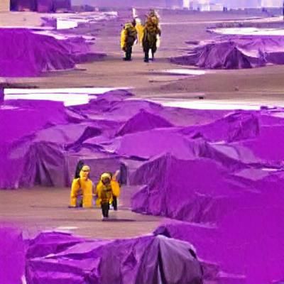 Hazmat Team Navigates Purple Alien Wasteland