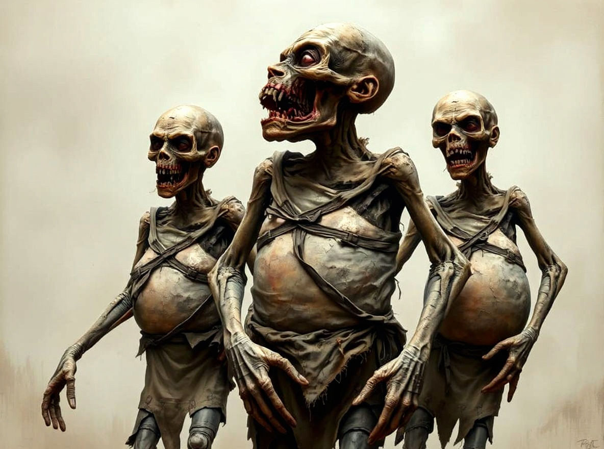 Distorted Figures in Earth Tones, Surrealist Style