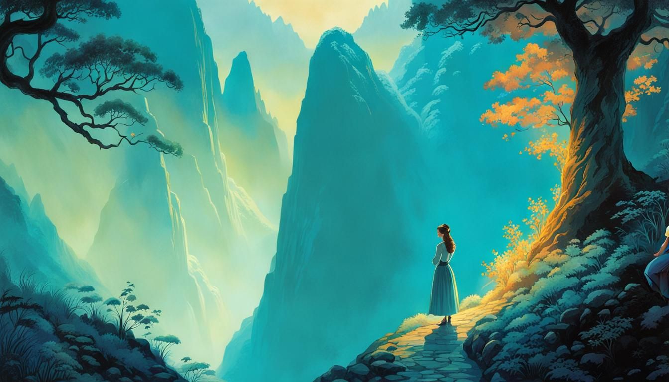 Woman and Capricorne in Ethereal Fantasy Style