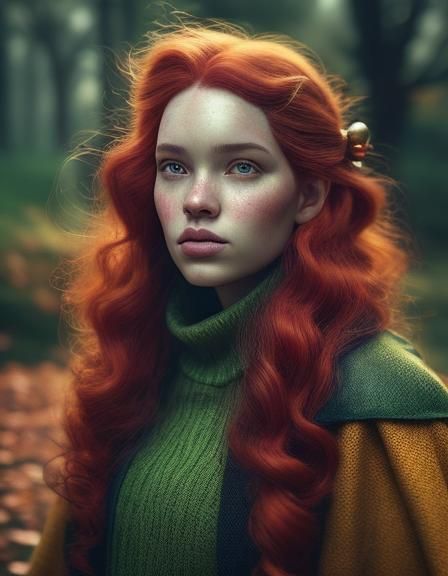 Hyperrealistic Elf Portrait in Autumnal Colors