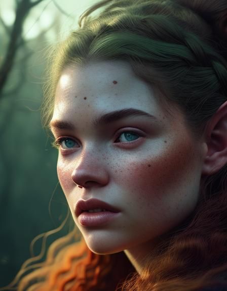 Fantasy Elf in Mystical Forest Concept Art