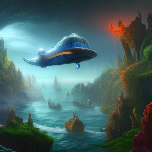 Enchanted Submarine in Fantastical Deep Color
