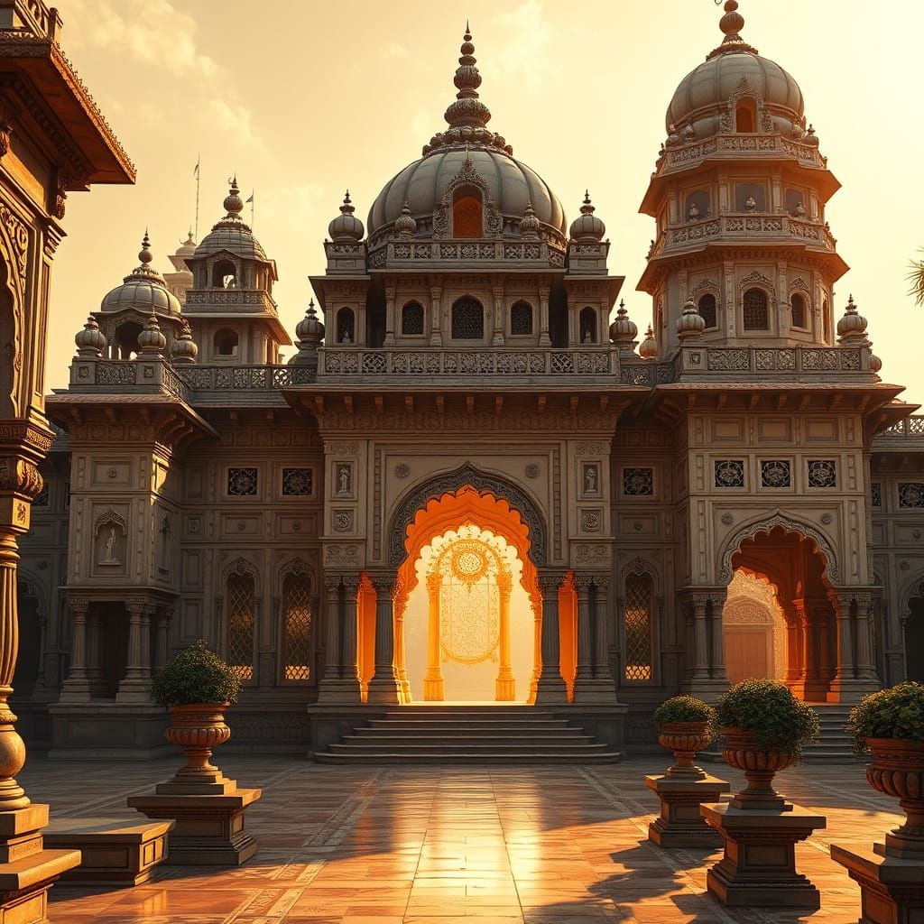Majestic Indian Palace in Morning Golden Light