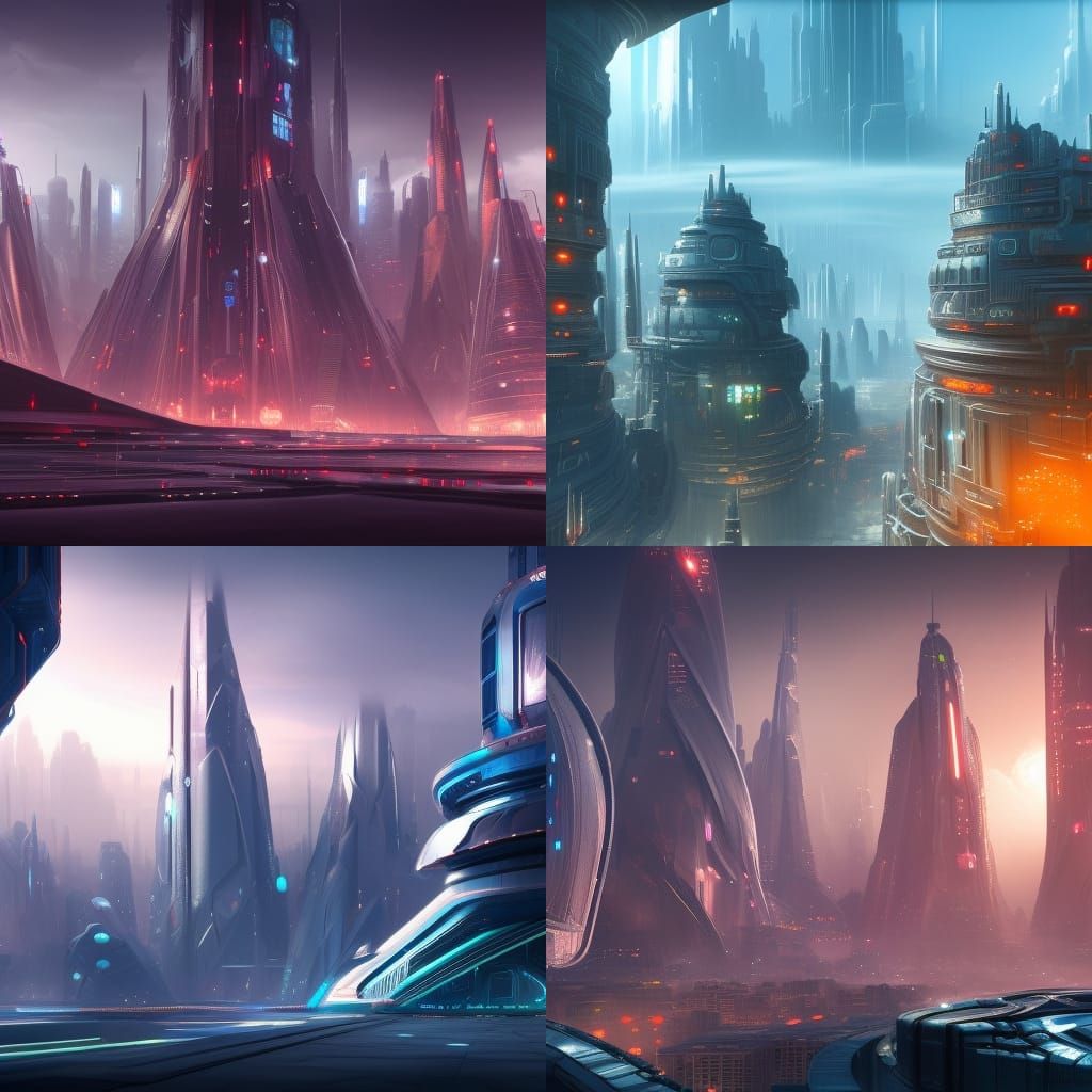 Futuristic Cityscape in Detailed Matte Painting
