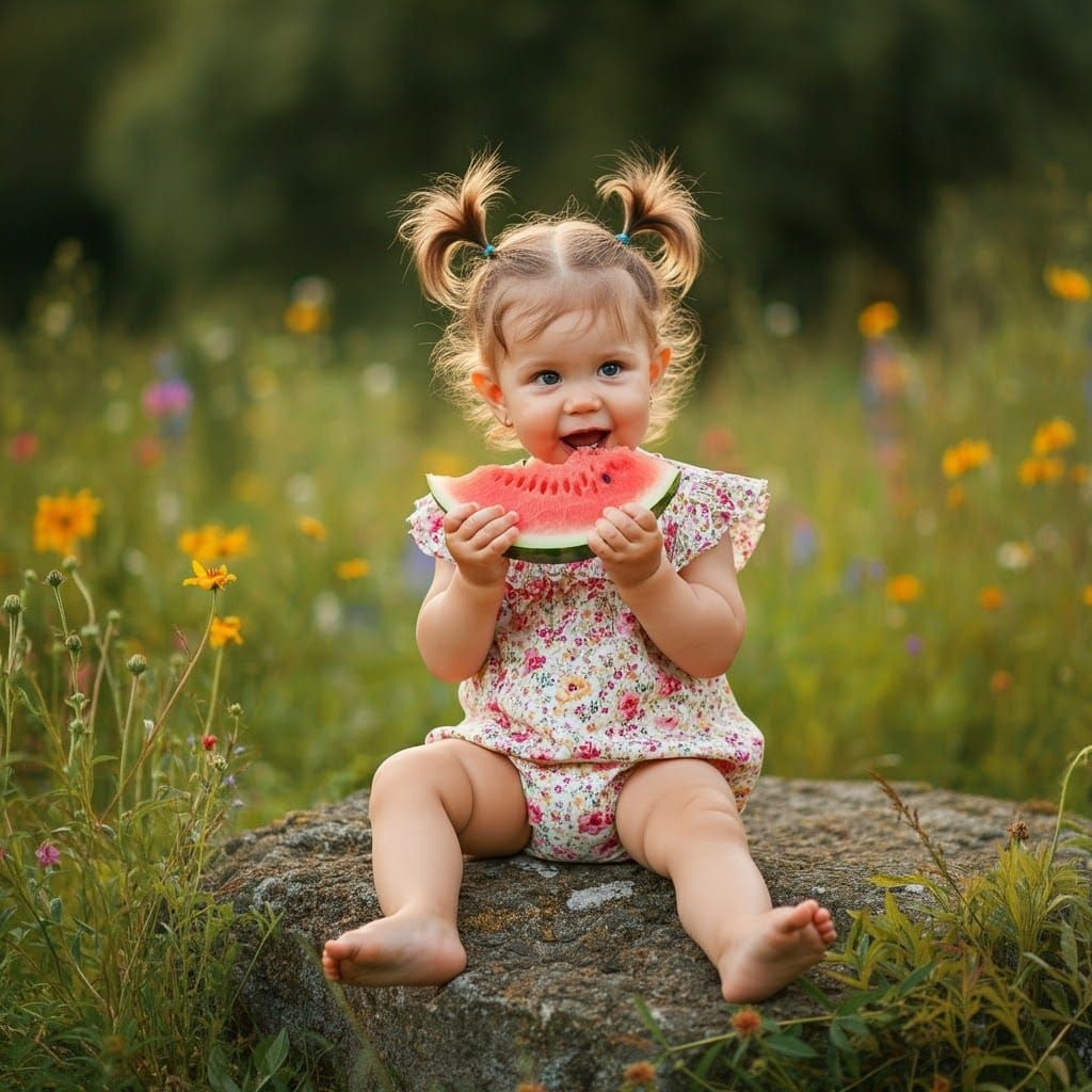 Girl with Watermelon: A Vintage Summer Scene