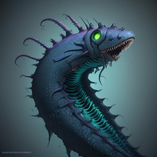 Bioluminescent Larva Clings to Wreckage: Matte Painting