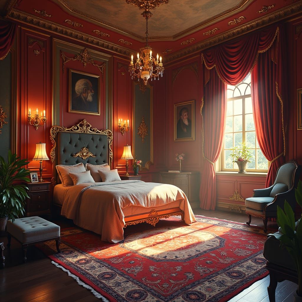 Opulent Victorian Bedroom in Unreal Engine 5