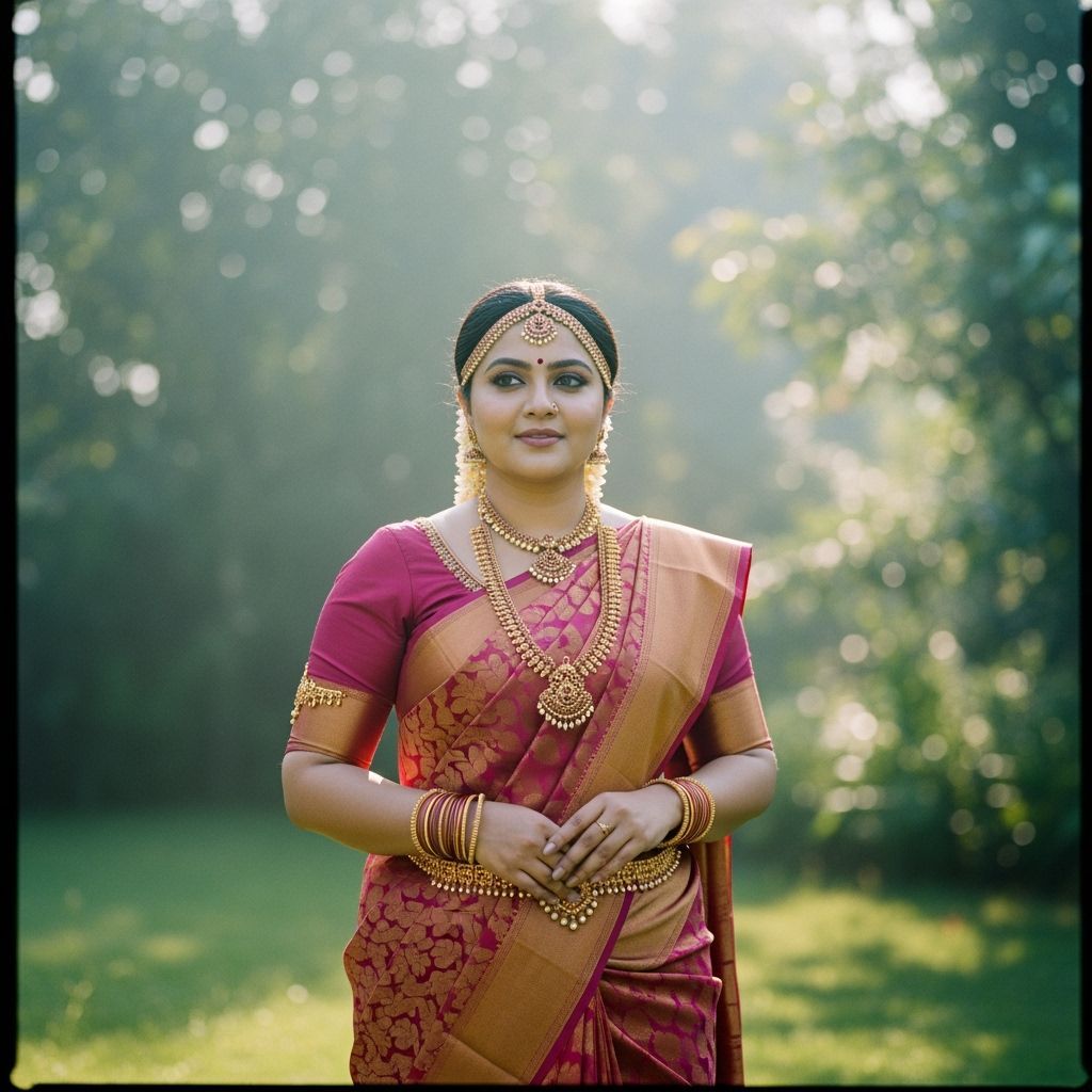 Tamil Woman in Silk Saree: Cinematic Portrait