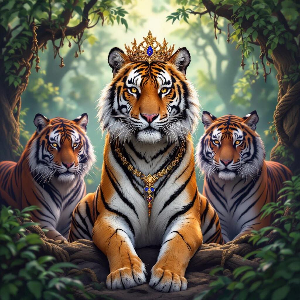 Bronze Tigress in Baroque Forest with Astral Escorts