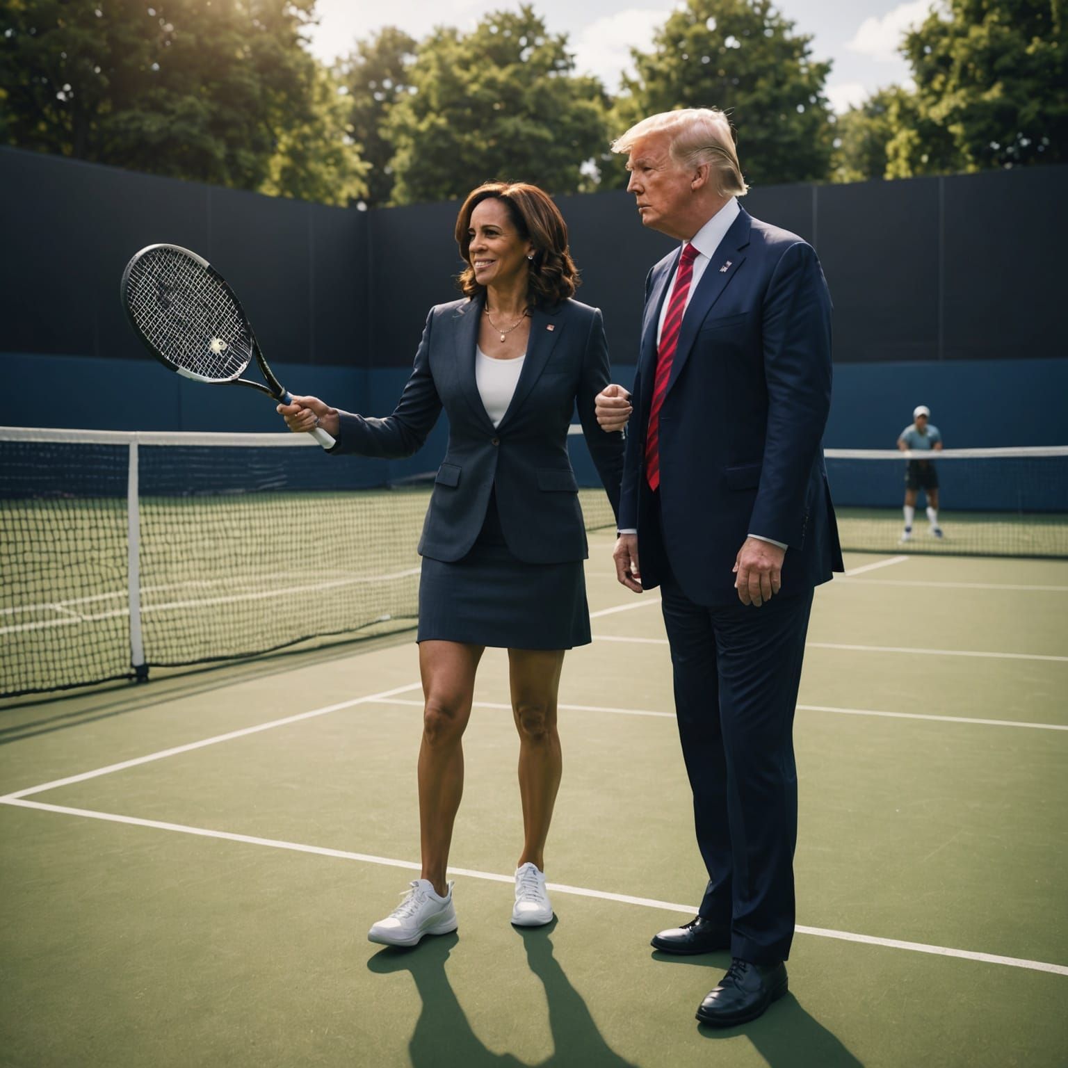 Kamala Harris and Donald Trump Play Tennis in 3D