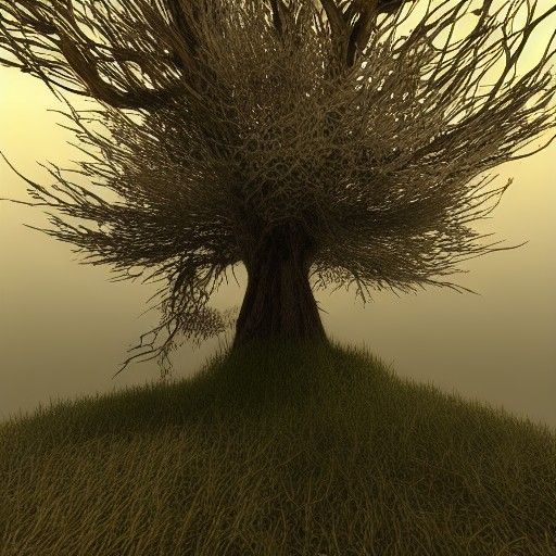 Surreal Tree Growing From Head, 3D Render