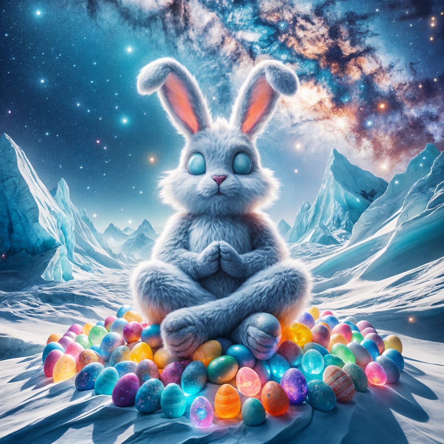 Easter Bunny Meditates on Everest Summit