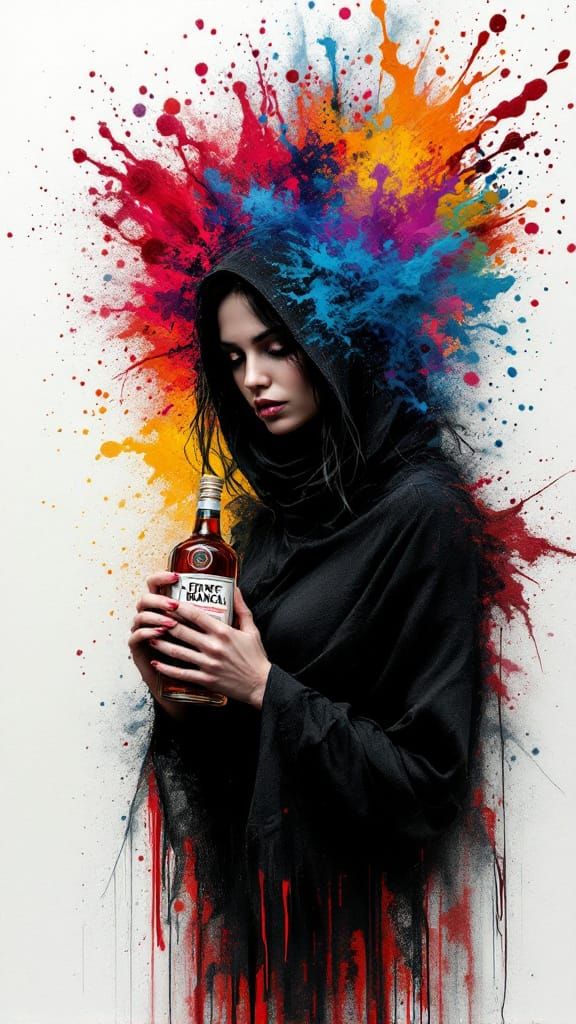 Enigmatic Woman Emerges in a Surreal Explosion of Color