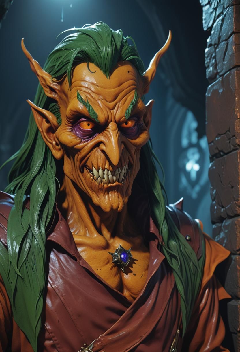Hobgoblin Mastermind Lurking in Shadows: Hyperrealistic Comi...
