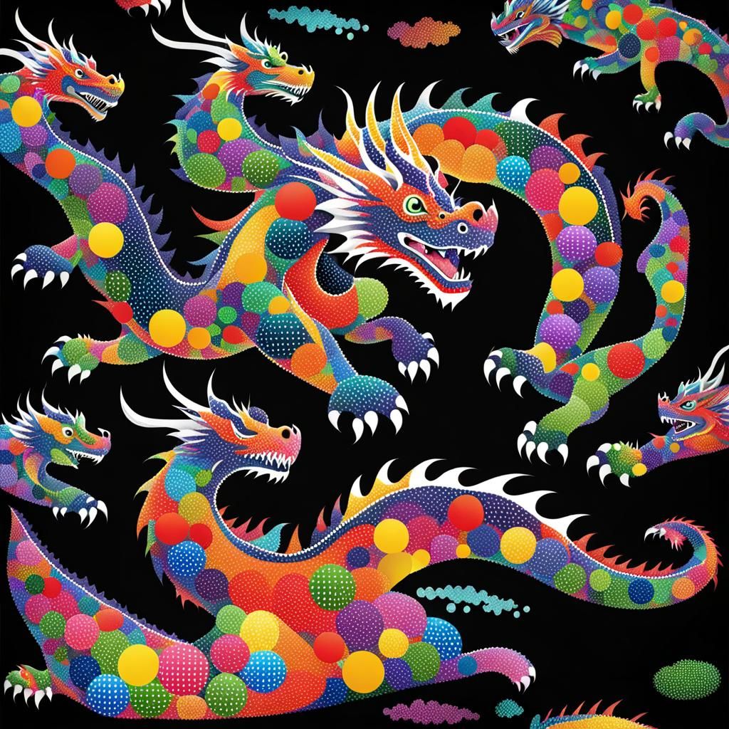 Colorful Dotted Dragon: A 2D Art Creation