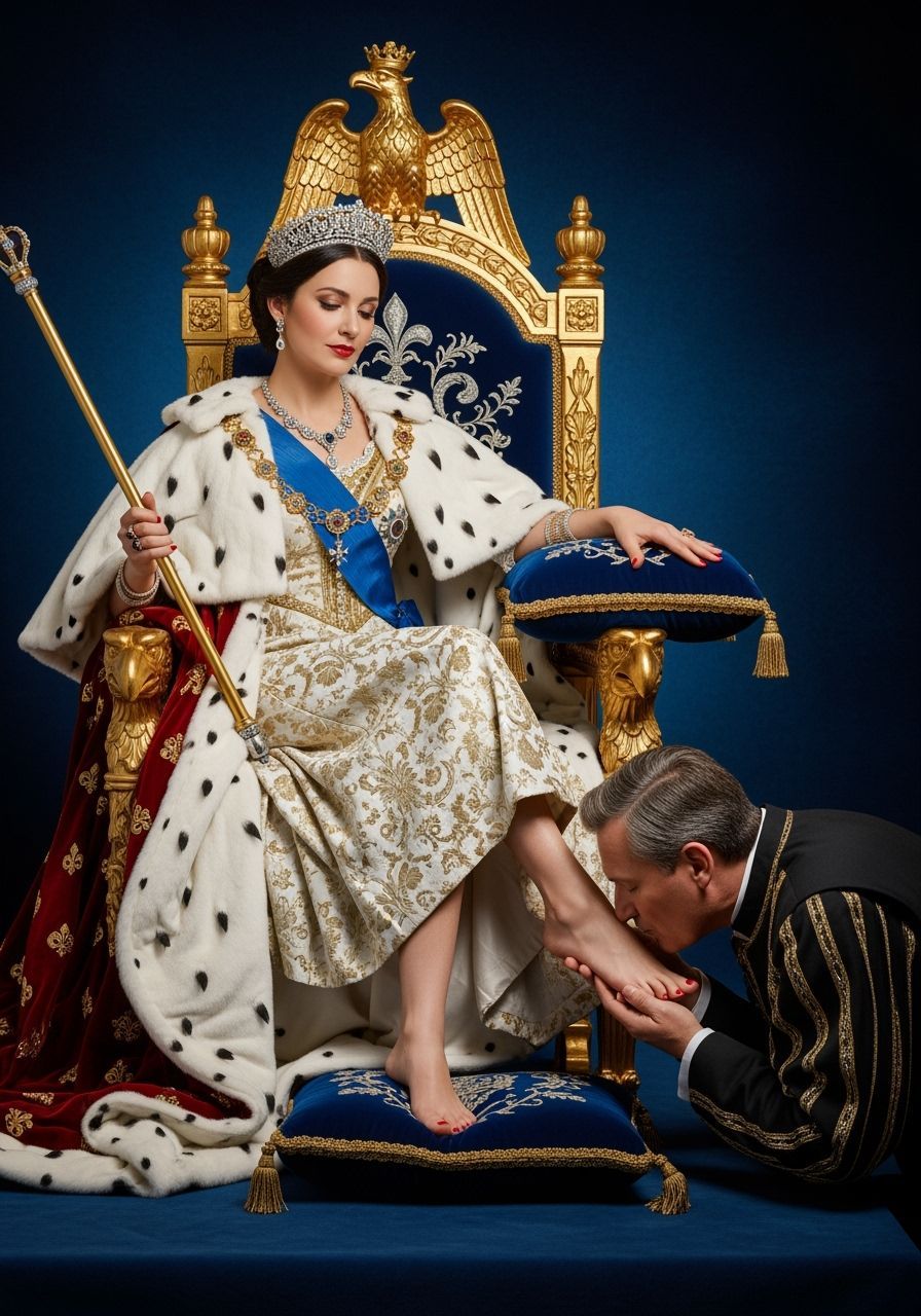 French Empress on Golden Throne in Opulent Portrait