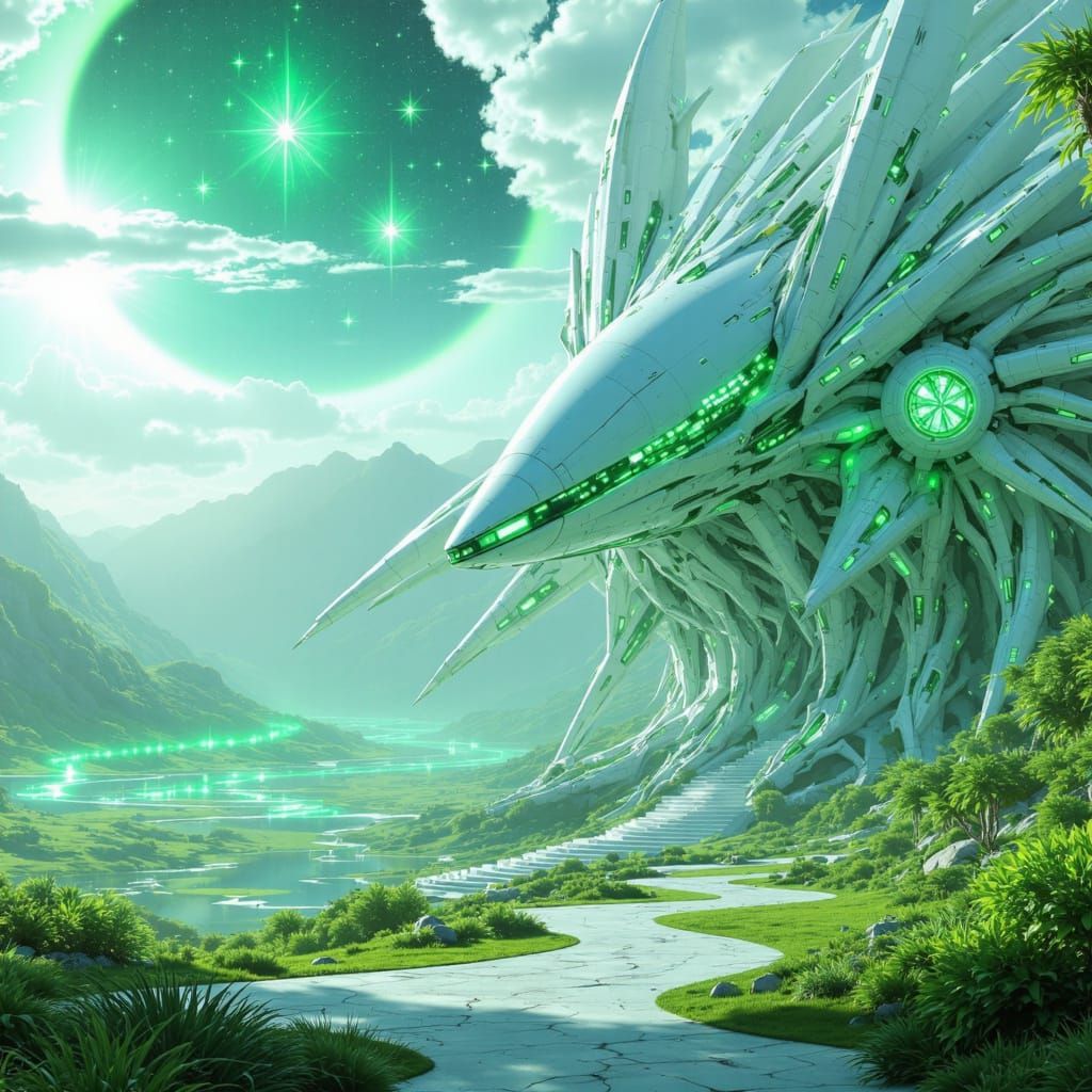 Eco-Futurist Solarpunk Temple by Zaha Hadid