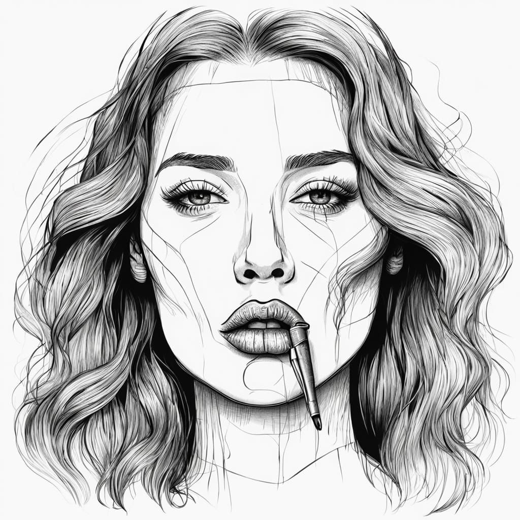 Sad Woman Sketch in Leonardo da Vinci Style