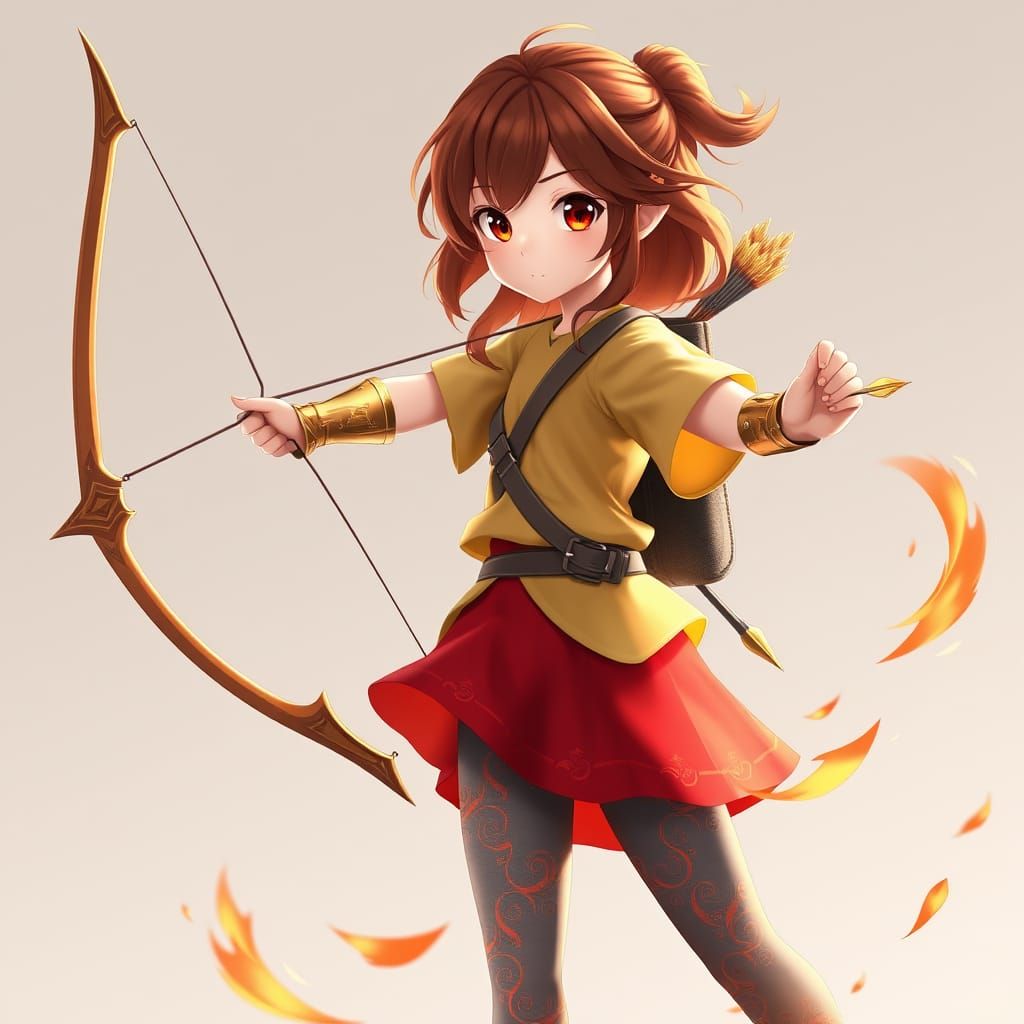 Adventurous Crimson Maiden in 3D Anime Style
