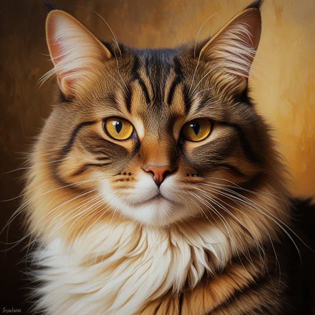 Expressionist Cat Portrait with Masterful Brushstrokes