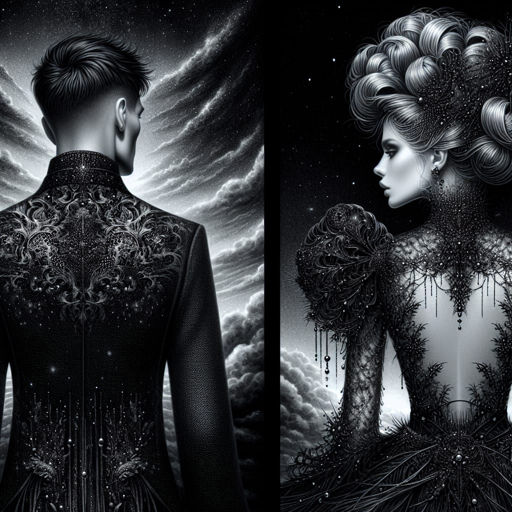 Surreal Realism: Figures in a Nocturnal Sky