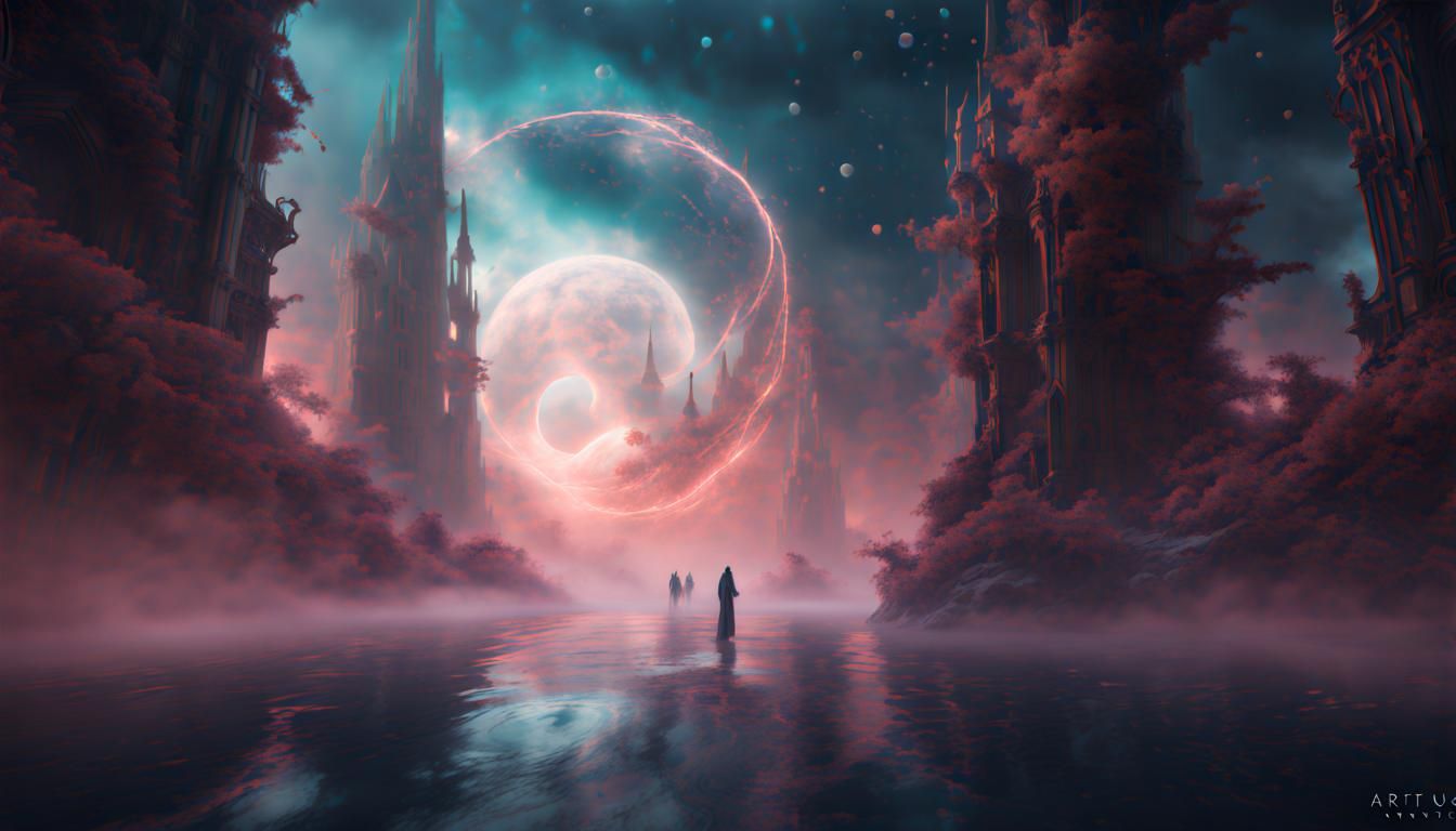 Ethereal Being in Endless Void: Detailed Matte Painting