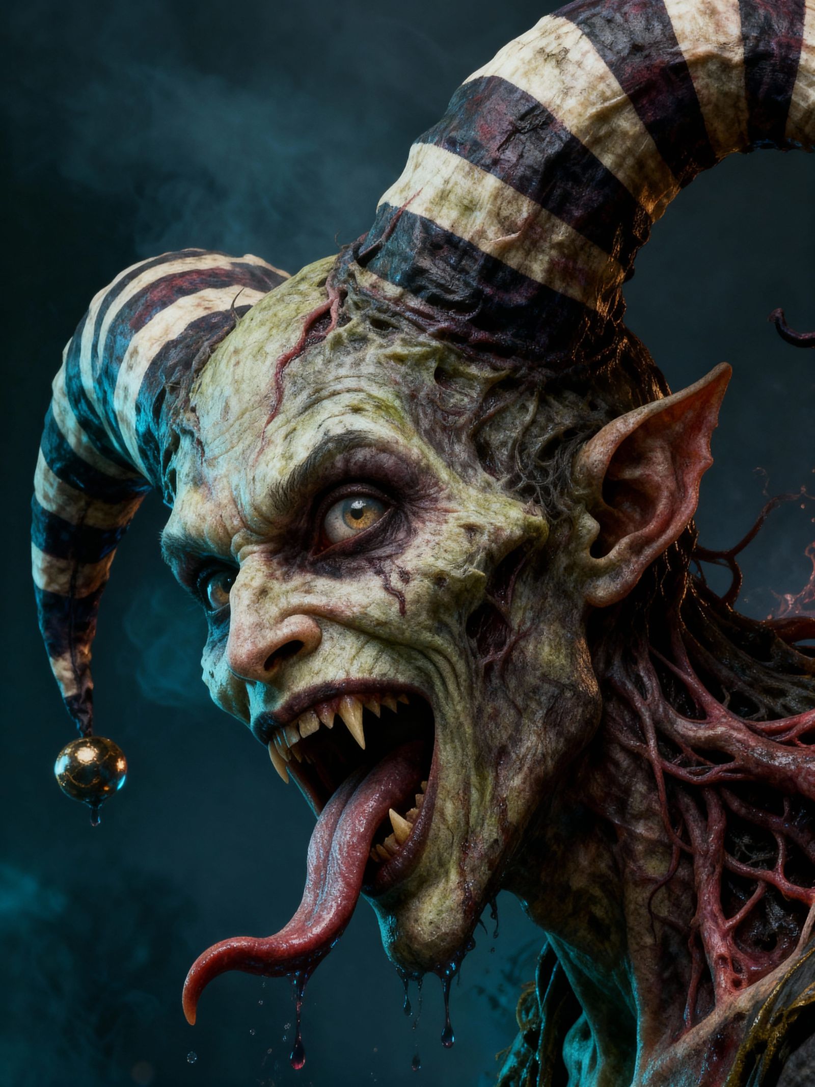 Morbid Jester Grimace with Horns