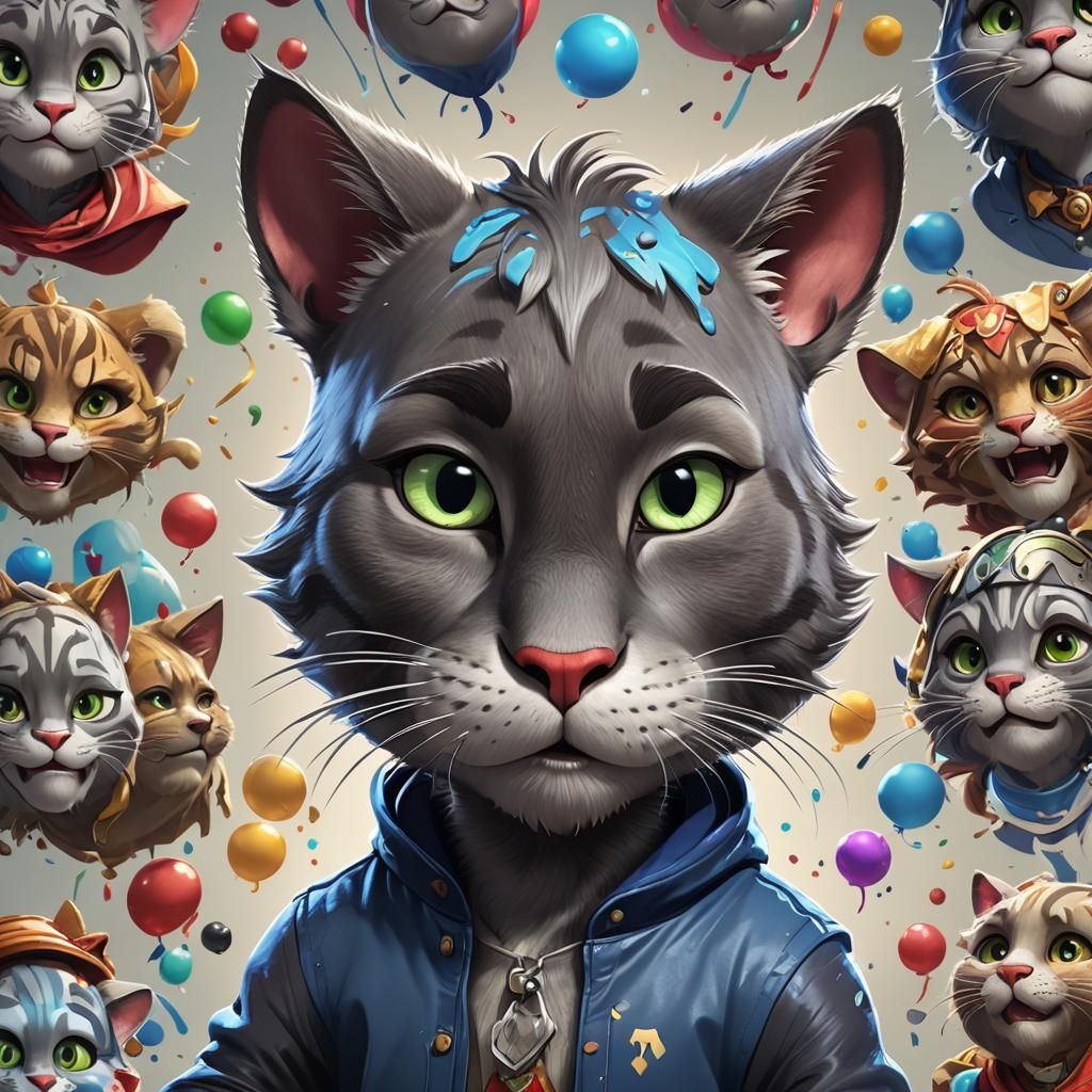 Talking Tom Portrait in Hyperdetailed Style