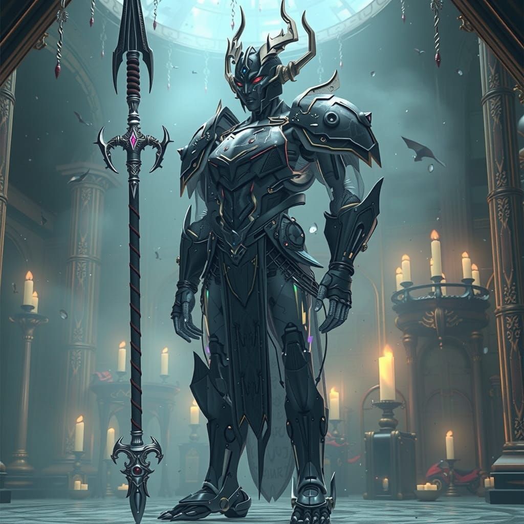 Medieval Automaton with Rainbow Circuits, 3D Anime Art