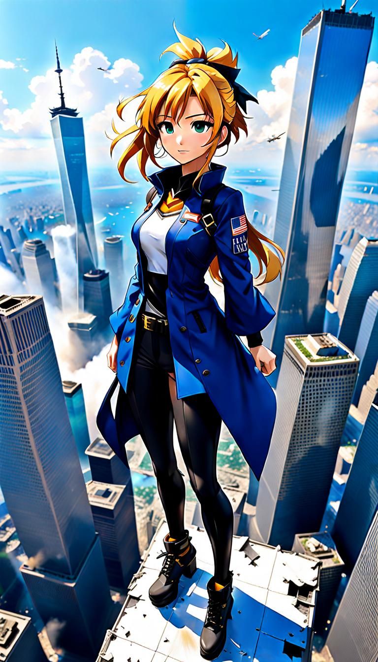 Anime girl standing on top  ...