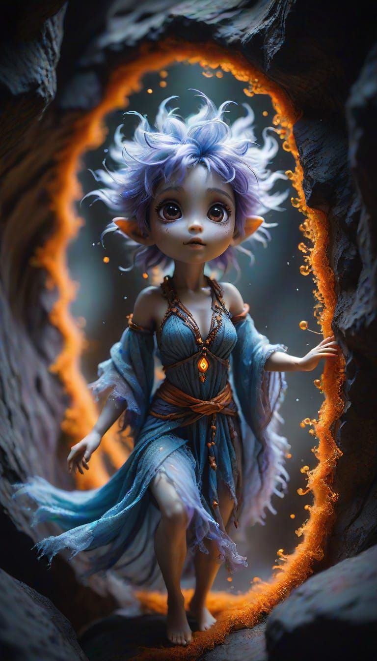 Surreal Dryad Portrait Emerging from Dimensional Portal