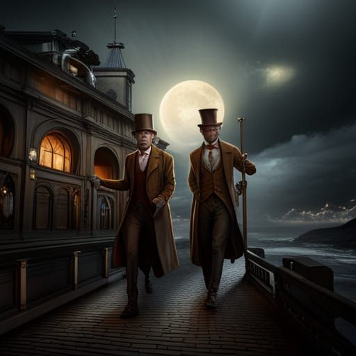 Gentlemen in Top Hats: Detailed Fantasy Concept Art